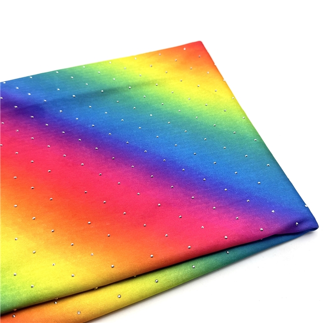 hot stamping 2 ways gainbow gradient knit fabric