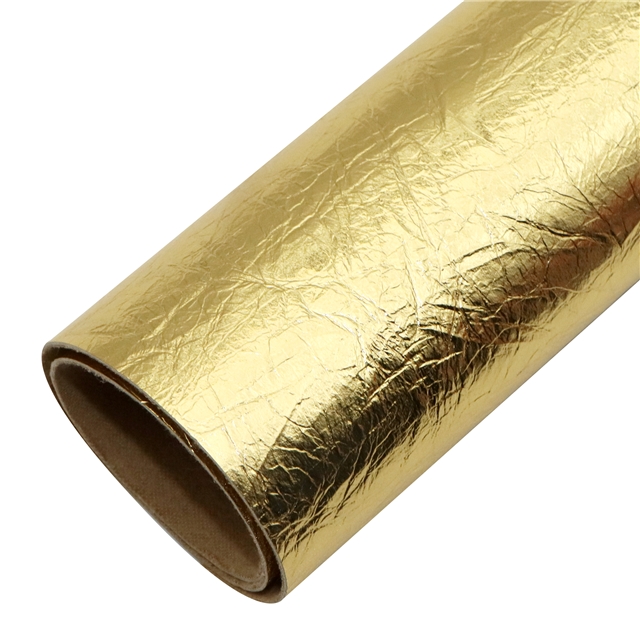 synthetic leather wrinkled metallic color faux leather 