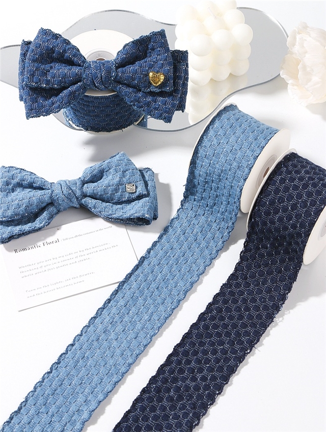 bud edge grid jacquard denim woven tape
