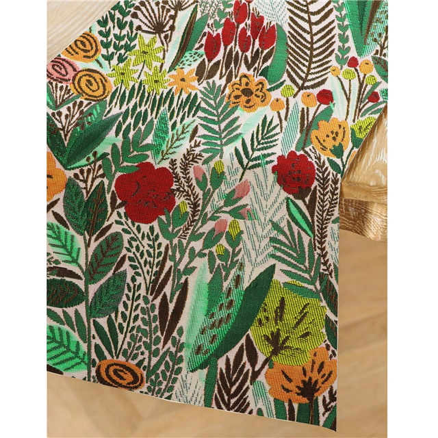 100% polyester leaf and flower jacquard fabric