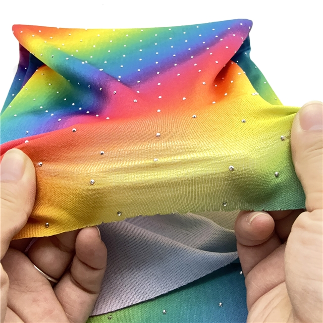 hot stamping 2 ways gainbow gradient knit fabric