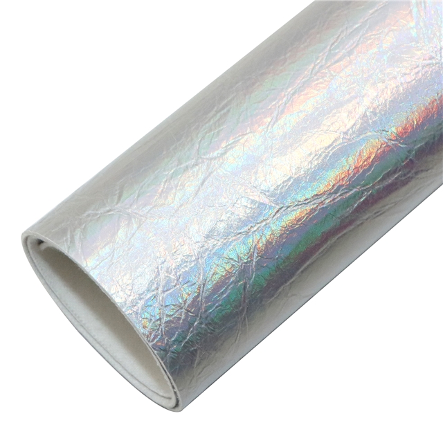 synthetic leather wrinkled metallic color faux leather 