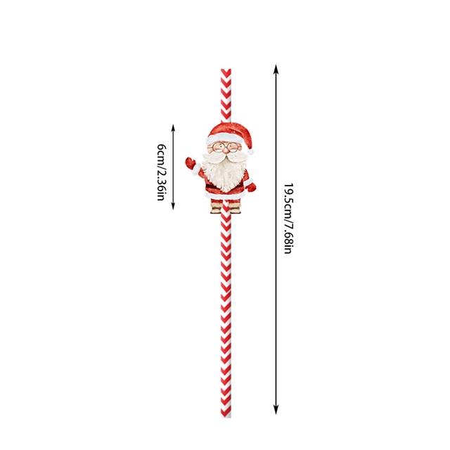Christmas decoration prop disposable paper straw(24 pieces/set)