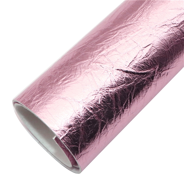 synthetic leather wrinkled metallic color faux leather 