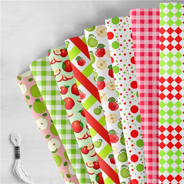polyester cotton geometric apple series polyester cotton fabric set (8 pcs/set)