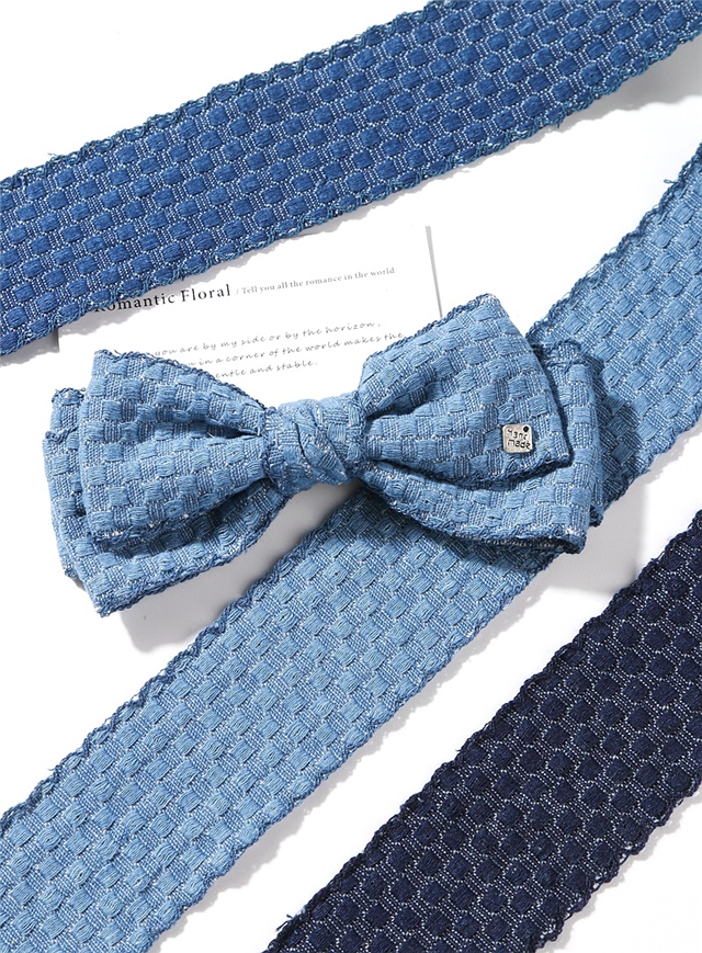 bud edge grid jacquard denim woven tape