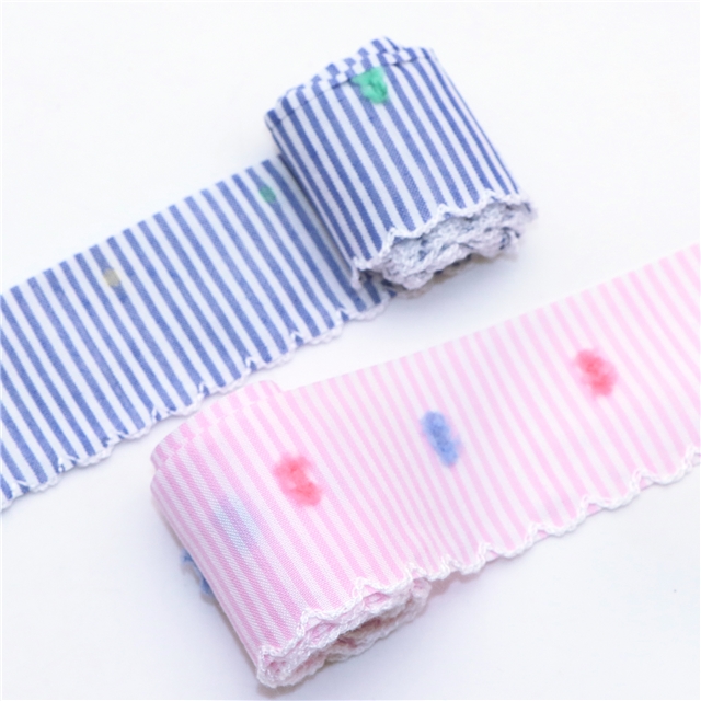 bud edge fuzzy dot stripe lace tape