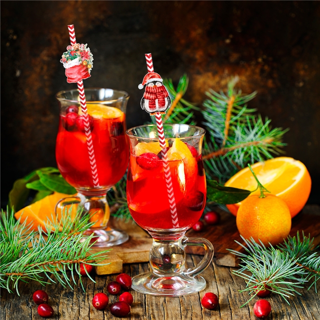 Christmas decoration prop disposable paper straw(24 pieces/set)