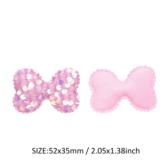 fabric bowknot sequins ultrasonic embossed accessories pink,small,52*35mm(2*1.4