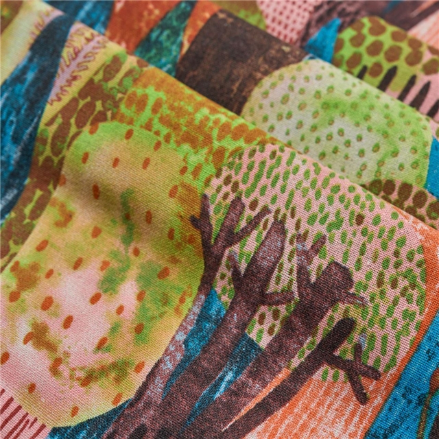 reactive printed cotton linen printed fabric