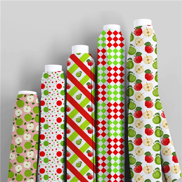 polyester cotton geometric apple series polyester cotton fabric set (8 pcs/set)