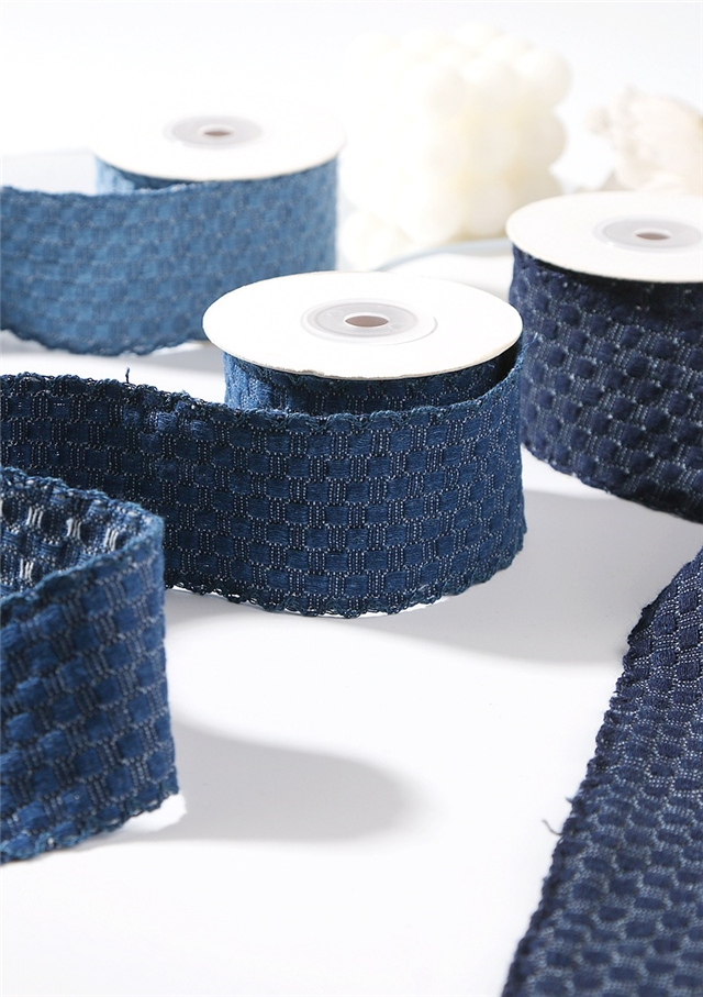bud edge grid jacquard denim woven tape