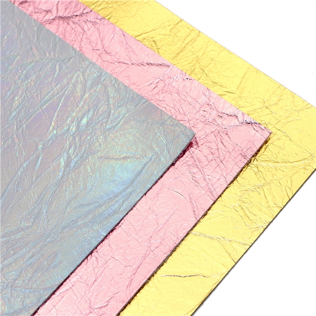 synthetic leather wrinkled metallic color faux leather 
