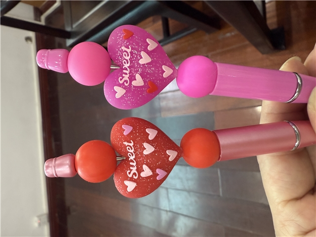 silicone 3d glitter heart silicone beads