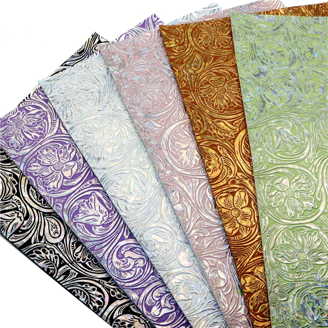 synthetic leather laser bump texture flower faux leather