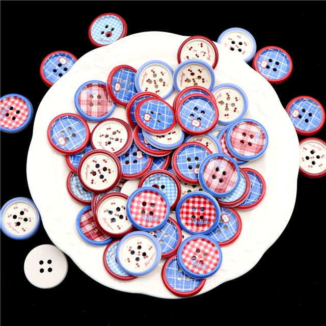 grid patterned red blue heart-shaped apple round button
