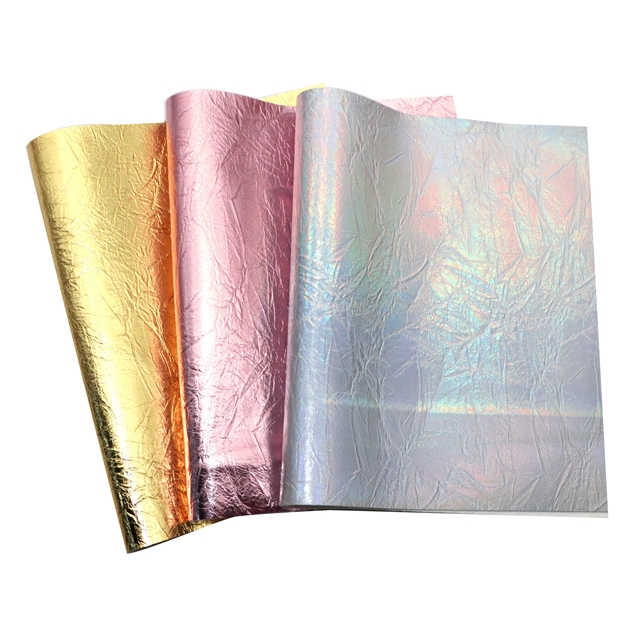 synthetic leather wrinkled metallic color faux leather 