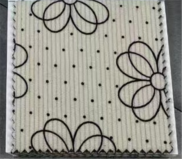 dot flower printed corduroy fabric