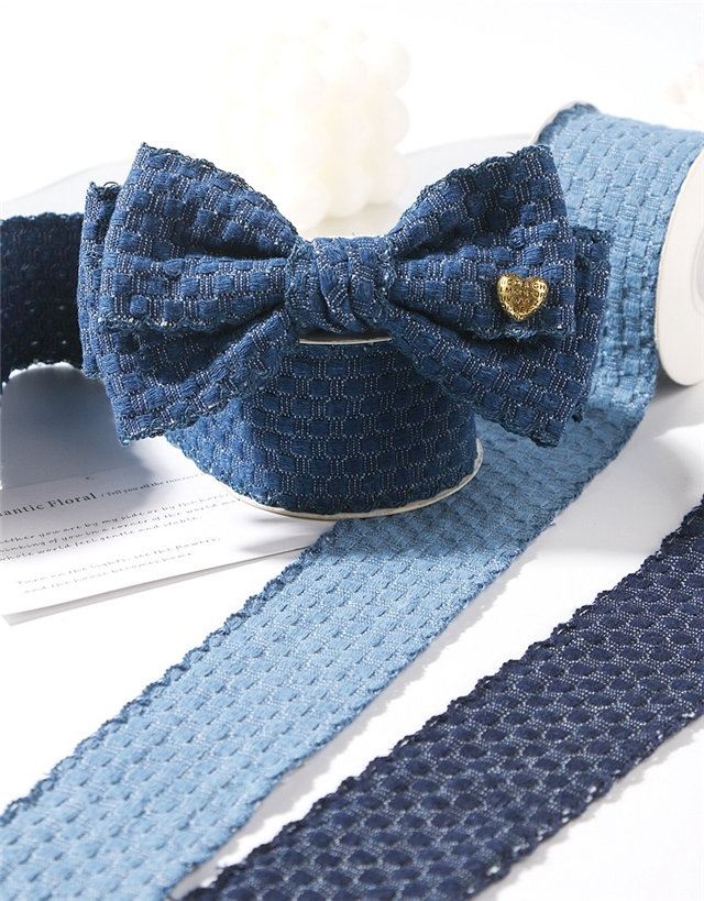 bud edge grid jacquard denim woven tape