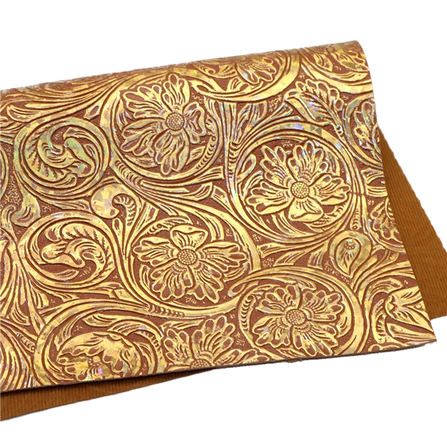 synthetic leather laser bump texture flower faux leather