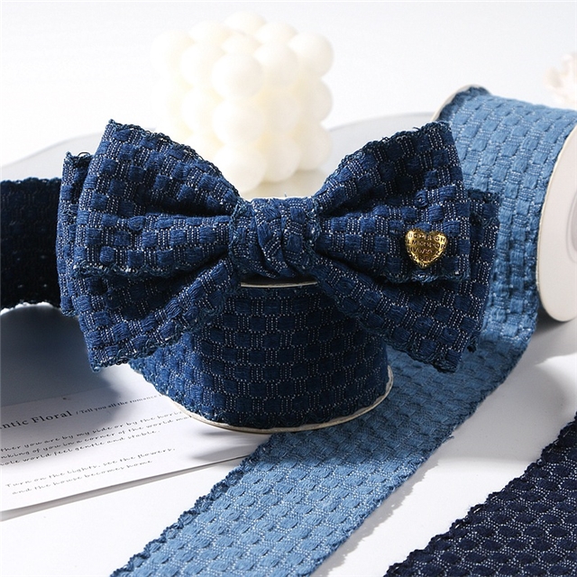 bud edge grid jacquard denim woven tape
