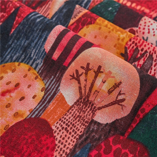 reactive printed cotton linen printed fabric