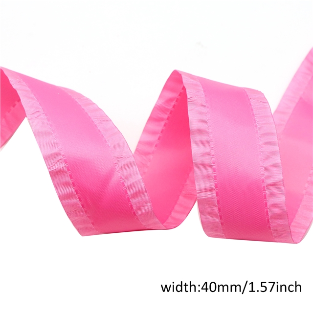satin flounced ribbon 256# rose red,40mm(1.6