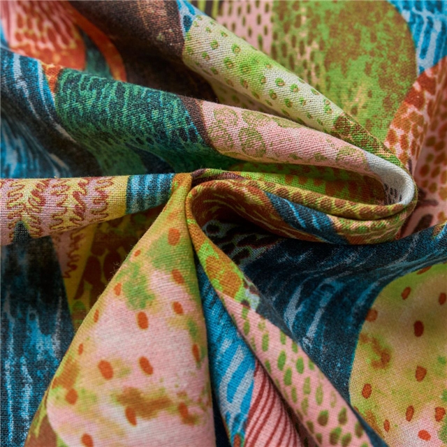 reactive printed cotton linen printed fabric