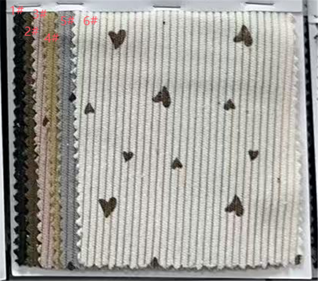 large and small heart corduroy fabric