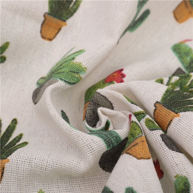 pineapple cactus printed cotton linen