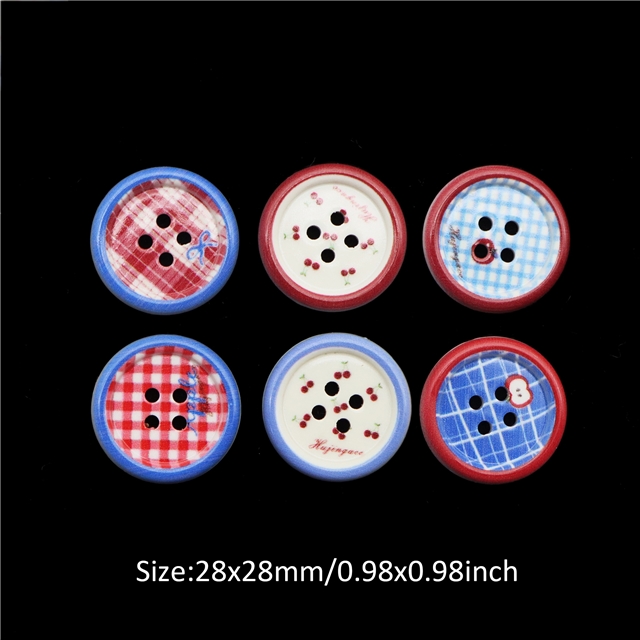 grid patterned red blue heart-shaped apple round button