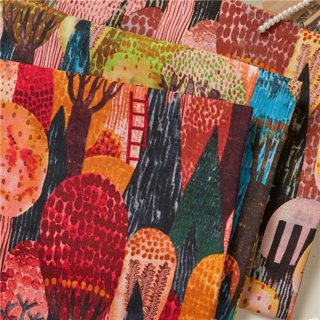 reactive printed cotton linen printed fabric