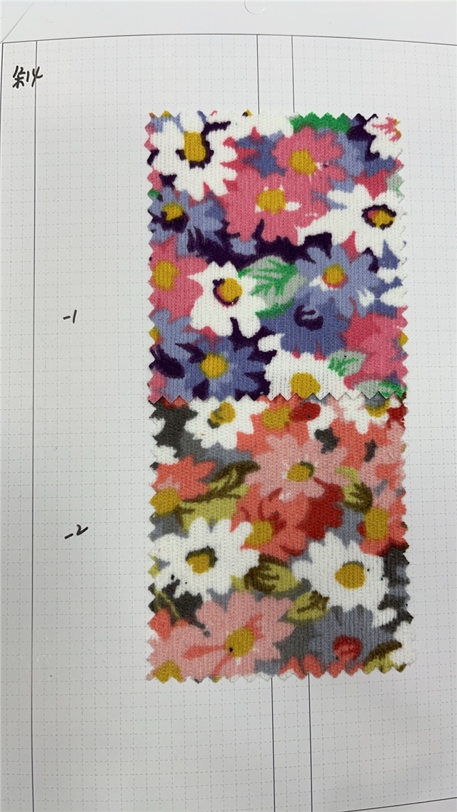 flower printed corduroy fabric
