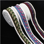 38mm ethnic style geometry pompom lace tape