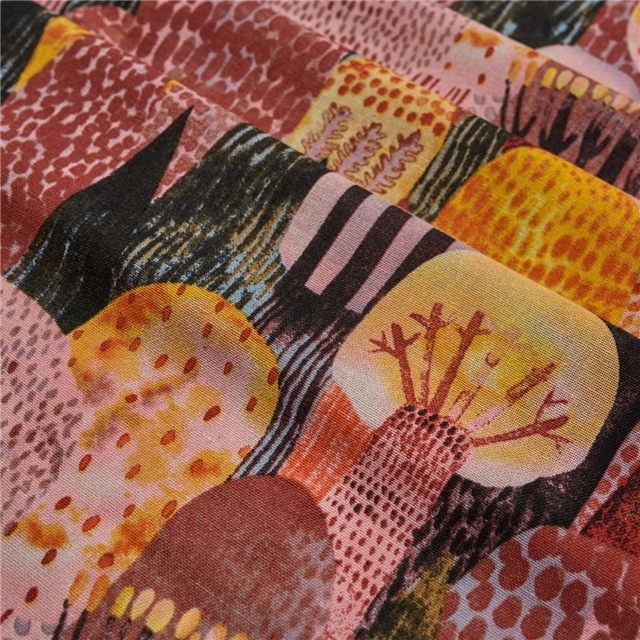 reactive printed cotton linen printed fabric
