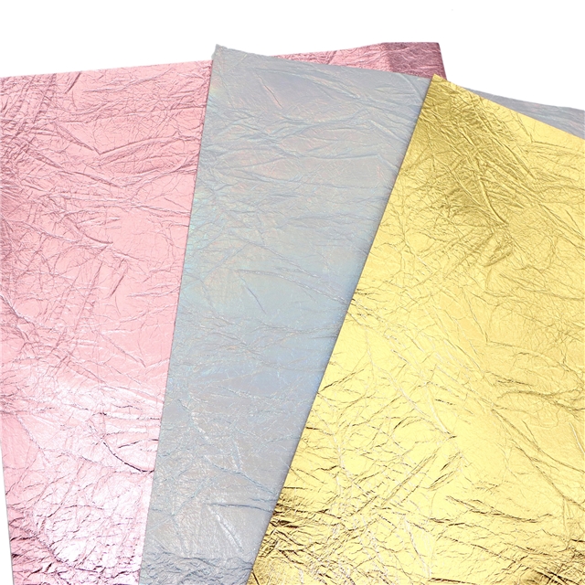 synthetic leather wrinkled metallic color faux leather 