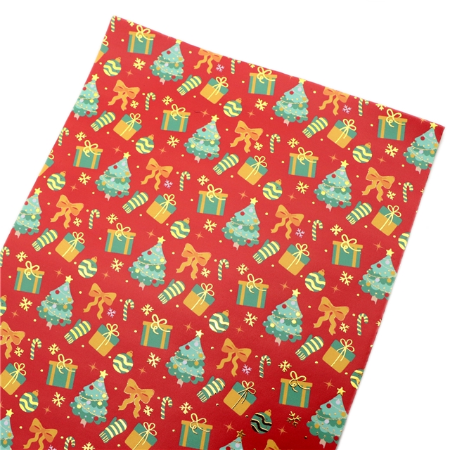 self printed gold foil faux leather fabric