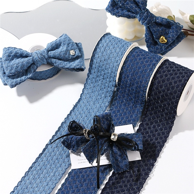 bud edge grid jacquard denim woven tape