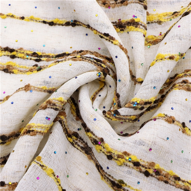hot color diamond plush particle horizontal stripe cotton linen gauze 3#white,50*140cm(19.7*55.1
