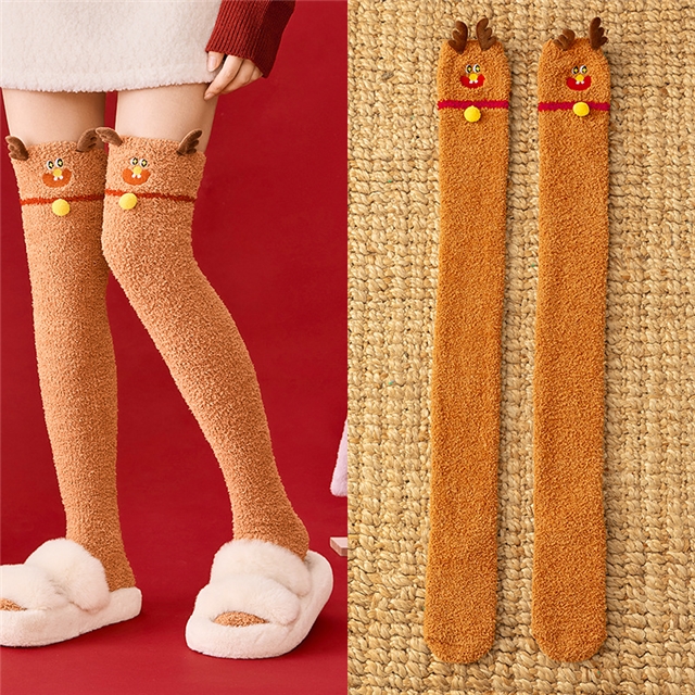 free size coral fleece and thickened knee high socks