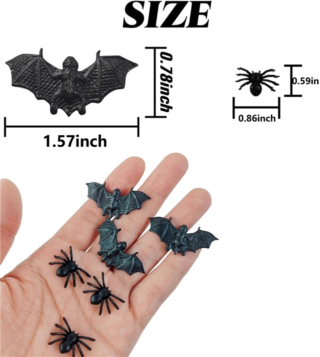 plastic mixed halloween mini plastic bat spider decoration prank insect toy