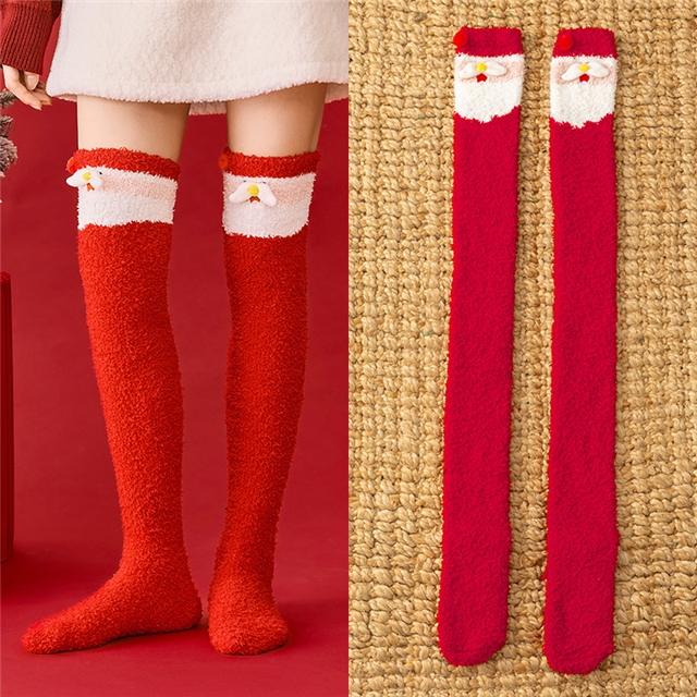 free size coral fleece and thickened knee high socks