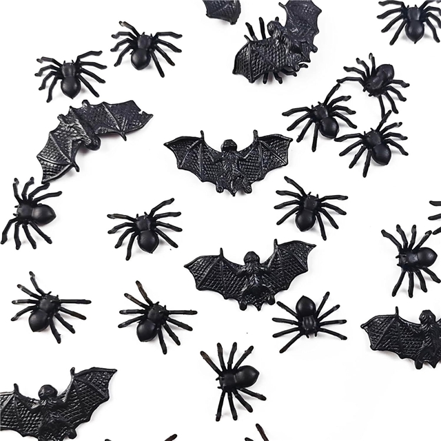 plastic mixed halloween mini plastic bat spider decoration prank insect toy