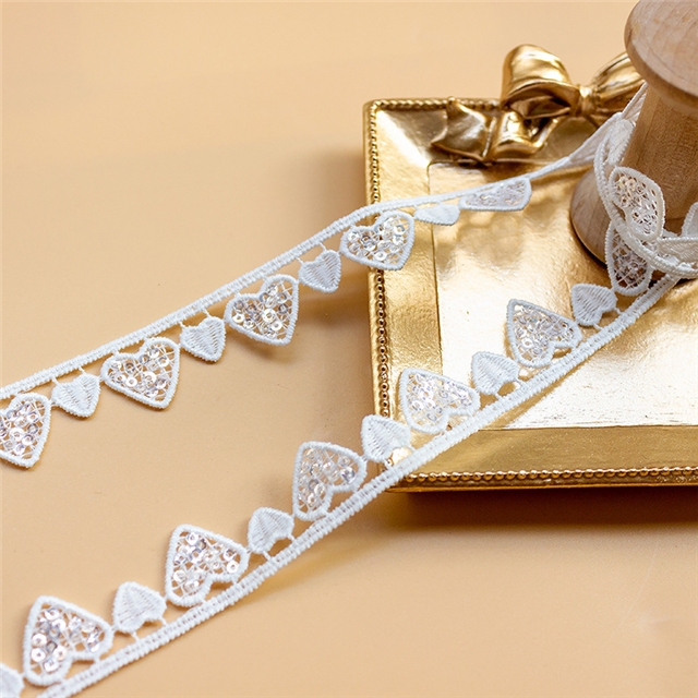 sequins heart water soluble lace