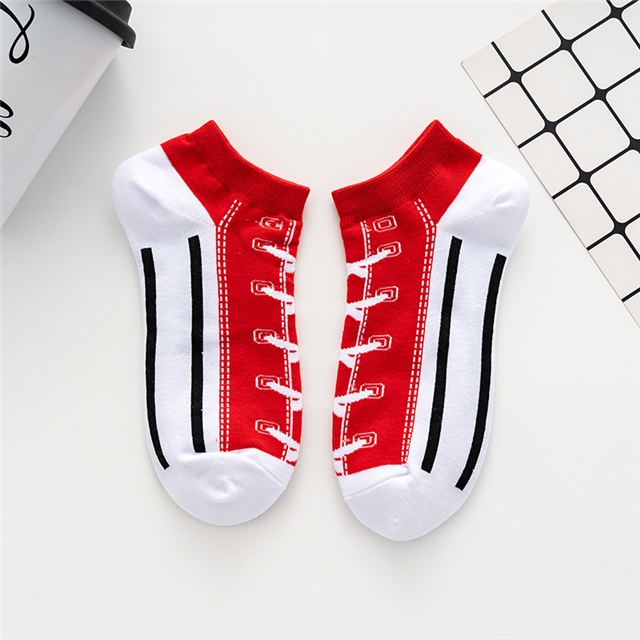free size cotton shoelace color matching cotton fashion trendy socks red