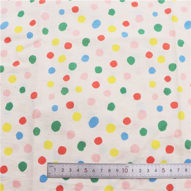 colorful polka dot cotton linen digital printing fabric