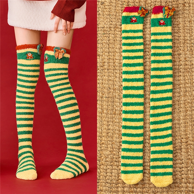 free size coral fleece and thickened knee high socks