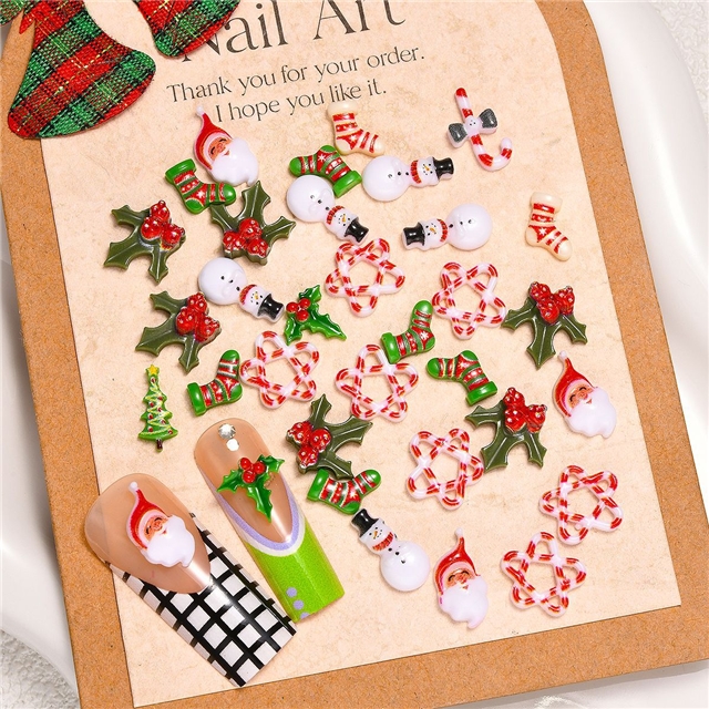 resin christmas series mini 3d resin nail accessories
