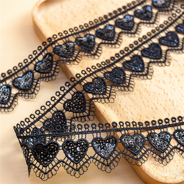 sequins heart water soluble lace