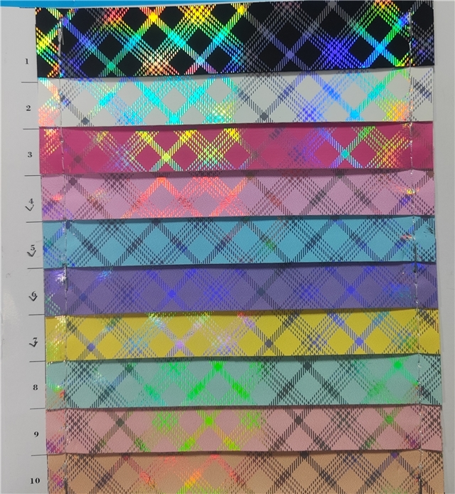synthetic leather iridescent hot silver grid faux leather